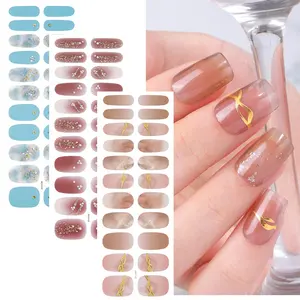 2023 New Gel Nail Sticker With Uv Gel Nail Wraps Gel Strip Nail Stickers Semi Cured Wholesale