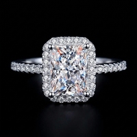 Bague pour femme en argent S925, moissanite taille radiant VVS couleur D 1CT 2CT, passe le test du stylo, classique et simple, pour mariée et mariage