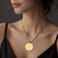 Nouveau pendentif de pièce géométrique circulaire en acier inoxydable personnalité mode simple collier de couple pour les couples d'amoureux