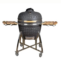 AUPLEX Barbecue au charbon de bois en céramique KAMADO de 26 pouces, gris, grand modèle en acier inoxydable, Komodo, barbecue chinois, grill en céramique