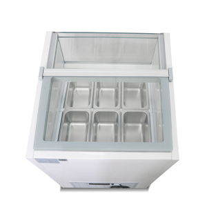 Congelador expositor de helados de 4 bandejas, vitrina de gelato de una sola temperatura con descongelación automática, tapa de cristal, control digital de temperatura y ruedas móviles. - Product Image 3