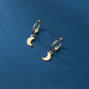 Thời Trang Phụ Nữ 925 Sterling Bạc Dangle Rose Gold Bông Tai Thiết Kế Hoop Bông Tai Mặt Trăng Bông Tai - Product Image 3