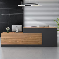 Nouveau design de mobilier de bureau moderne en bois en forme de L comptoir de réception de bureau commercial
