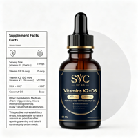 Liquide Revitalisant Corporel avec 200mcg K2 et 250mcg D3 dans de l'huile de coco pour le soutien osseux et immunitaire 50 Premium Pro Result