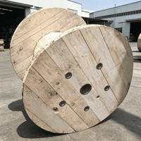 Bobines de câbles en bois massif à base stable, portables pour site industriel, grande capacité, pour le stockage et le déroulement de câbles