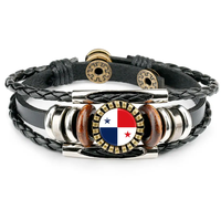 Bracelet en cuir vintage avec drapeau du Kenya, drapeaux nationaux du monde, bracelet multicouche de style punk, orné de cristaux, personnalisé