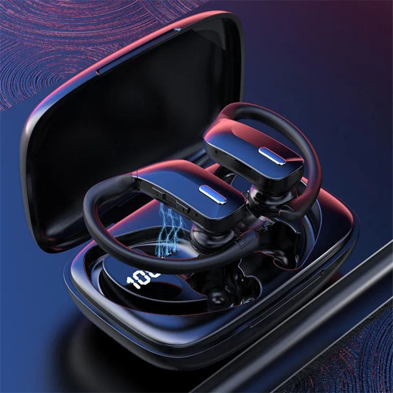 T17 Wireless Headphones V5.0 Ear Hook Headsets Sport Gaming Earbuds LED Power Display For Iphone Android Smart Phones