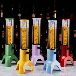 Tour à bière portable à <span class=keywords><strong>LED</strong></span> rechargeable avec base amovible, distributeur de boissons en acrylique durable pour événements festifs, refroidisseur de vin - Product Image 3