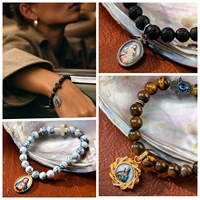 Bracelet de prière catholique Divine Miséricorde, perles personnalisées, charme Saint Patron, méditation, chapelet, cadeau religieux de Confirmation, fait main