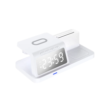 Oplaadstations Met Nachtlampje Wekker Slimme Lamp Met 15W Multifunctionele Draadloze Oplader Voor Telefoonhorloge Oordopjes