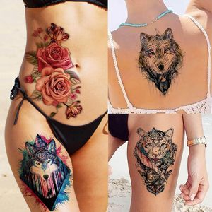 <span class=keywords><strong>Tatuajes</strong></span> Temporales de Búho, Tigre, León y Lobo en Acuarela para Mujeres y Hombres, Arte Corporal, Brazo, <span class=keywords><strong>Muslo</strong></span>, Tatuaje Falso 3D de Larga Duración, Adhesivo para Manga - Product Image 4