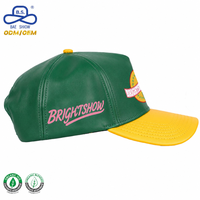 Nieuwe Trend Custom 5-Panel Lederen Baseball Caps Colorblocked Design Verstelbare Snap Back Caps Voor Mannen En Vrouwen Partij Causale Slijtage