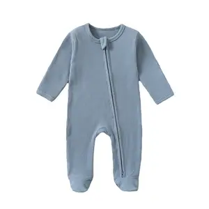 Nhà Máy Giá 100% Cotton Đồng Bằng Bé Trẻ Sơ Sinh Trẻ Em Trẻ Em Dài Tay Áo Onesie Romper