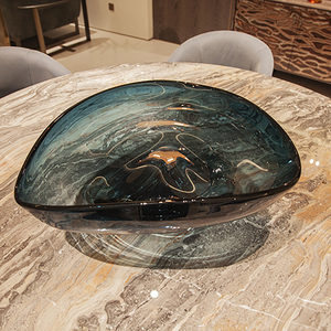 Vaisselle multifonctionnelle pour la maison, plateau à fruits en verre soufflé à la main vert émeraude, centre <span class=keywords><strong>de</strong></span> table <span class=keywords><strong>de</strong></span> luxe pour villa - Product Image 3