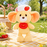 Peluche Souris Fraise avec Oreilles Mobiles, Rembourrage Coton PP, Hauteur 11-30cm, Tissu Coton Doux, Cadeau Enfant & Décoration Maison