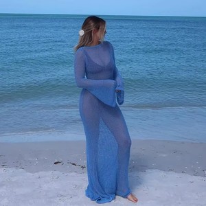 King Mcgreen Star Sexy à manches longues évider Crochet tricoté plage couvrir couvertures <span class=keywords><strong>robe</strong></span> de plage vêtements de plage vêtements de plage femme - Product Image 1