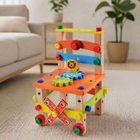 Juguete de Madera Desarmable, Silla con Tornillos y Tuercas, Rompecabezas de Ensamblaje para Niños