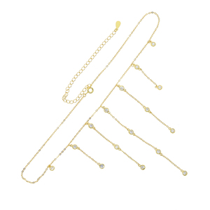 Collar <span class=keywords><strong>de</strong></span> <span class=keywords><strong>cadena</strong></span> con borlas largas y cortas CZ Y Lariat <span class=keywords><strong>de</strong></span> diseño <span class=keywords><strong>de</strong></span> moda Bling 2026 Joyería para mujer - Product Image 5