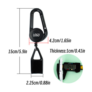 Automatic Retractable Plastic <b>Lighter</b> Holder With Carabiner Buckle Rectangular Simple Design For Storage - Product Image 2