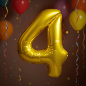 Globo Metalizado Dorado con el Número 4 de 100 cm para Fiestas, Decoración para Fiestas de Cumpleaños Infantiles - Product Image 2