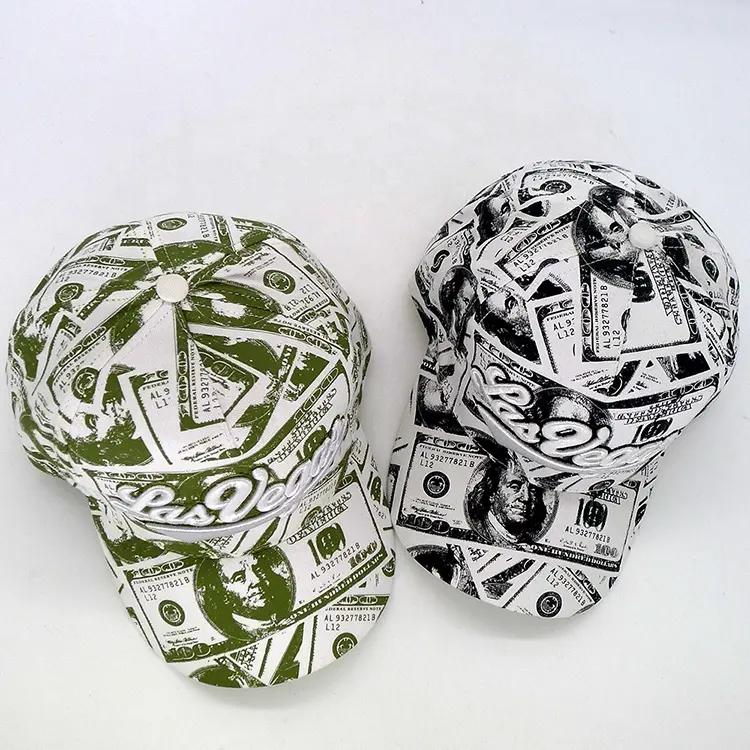 Vente en gros de casquette de baseball entièrement imprimée moderne de qualité supérieure Logo personnalisé Broderie 3D classique 5 panneaux Casquette ajustable Gorras pour hommes