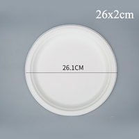 Assiette en papier jetable épaisse, biodégradable, de qualité alimentaire, blanche, grande taille 26 cm, pour barbecue, gâteau, dessert, salade, sucre