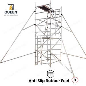 Échafaudage mobile en aluminium LINYI QUEEN à double largeur avec stabilisateur plus large, hauteur de plateforme 10 m, pour l'entretien - Product Image 2