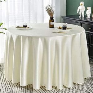 Mantel Redondo de Satén de 120 cm, Mantel Redondo de Lujo Plateado y Blanco, Sin Arrugas, para Banquetes y Bodas - Product Image 6
