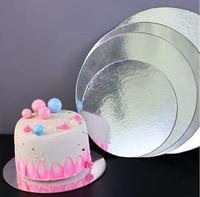 Plateau rond en carton ondulé jetable de 2 mm et 3 mm d'épaisseur, doré et argenté, pour emballage de gâteaux, 8/10/12 pouces