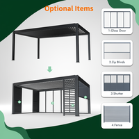 Pergola rétractable en aluminium imperméable pour l'extérieur avec toit ouvrant à lamelles en PVC, gazebo pare-soleil pour jardin