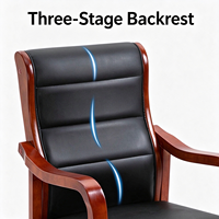 Chaise de conférence robuste avec structure en bois et revêtement en cuir PU, chaise de direction en gros pour salle de réunion