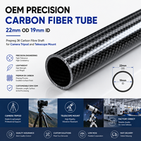 Tube en fibre de carbone de précision OEM, 22 mm de diamètre extérieur, 19 mm de diamètre intérieur, préimprégné 3K, pour trépied d'appareil photo et support de télescope