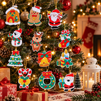 Autocollants de peinture diamant de Noël, 12 pièces, kit d'artisanat DIY, acrylique auto-adhésif, forme et couleur personnalisées, ornements, fournitures de fêtes