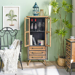 Mueble de Almacenamiento de Madera con Paneles Estilo Shabby Chic Antiguo para Sala de Estar, Mueble Decorativo para Entrada de Casa, Hotel o Apartamento - Product Image 3