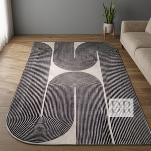 Tapis modernes faits main en laine et caoutchouc, antidérapants, lavables, couleur unie, à poils moyens, 6x9 12x15, tuftés à la main, avec support en jute, pour chambre à coucher - Product Image 2