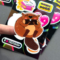 Pegatinas de Resina Epoxi 3D con Acabado Brillante, Personalizadas con Diseño de Castor y Eslogan Ruso, para Equipaje y Laptops