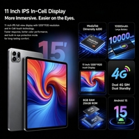 Tablette PC Android 15 AI 11 pouces MTK Dimensity 6200 Octa Core 8 Go RAM 256 Go ROM Écran 1200*1920 10000 mAh 5G Personnalisable OEM