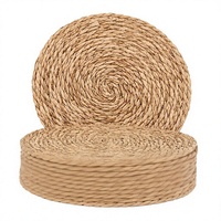 Set de 12 sets de table ronds tressés en jacinthe d'eau naturelle de 13,5 pouces avec logo personnalisé, style bohème, rustique, pour table à manger, maison, mariage