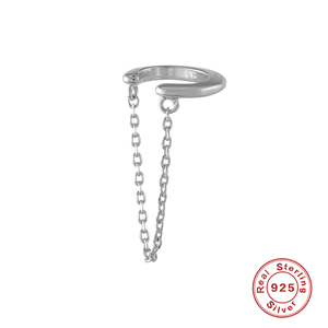 Pendientes de Clip CANNER S925 de Plata de Ley con Cadena de Línea Simple y Borla, Sin Perforación - Product Image 2