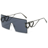 Lunettes de soleil rétro sans monture pour femme, modèle 2026, en métal ajouré, dégradé, en forme de cœur, pour le cyclisme en extérieur