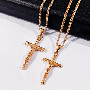 Colar de aço inoxidável, fabricante de joias, whovenda, pingente de ouro personalizado, colar de crucifixo masculino, 33mm jesus, colar de cruz - Product Image 3