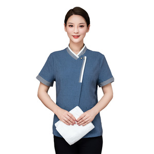 Uniforme <span class=keywords><strong>de</strong></span> personnel <span class=keywords><strong>de</strong></span> ménage nettoyage d'hôtel uniforme féminin et masculin uniforme d'hôtel à manches courtes - Product Image 6