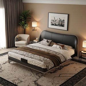 Letto Sospeso Moderno a Forma di Petalo in Legno Massello con Striscia Luminosa a Induzione, Spazio di Archiviazione <span class=keywords><strong>Salvaspazio</strong></span>, Sicurezza Completa, Camera da Letto Principale di Alta Gamma - Product Image 1