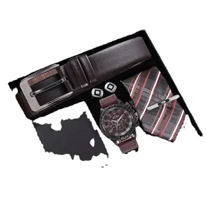 2312 Casual trend everything temperament quartz watch + belt + wallet + cuff + tie ( cufflinks random)