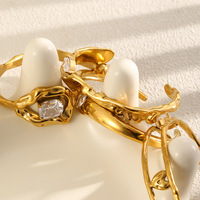 Brazalete Abierto de Oro 18K Irregular con Zirconia, Textura de Rama, Doble Capa, Acero Chapado al Vacío 18K, Regalo Unisex