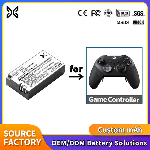 Custom Li-Polymer Rechargeable Battery Pack for Gaming Controller Compatible Xbox for Nintendo 3.7V 1000-2000mAh OEM