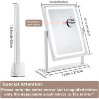 Professional LED Makeup Mirror with 3 Lighting Modes, Detachable 10x Magnifying Glass for Women's Gift Giving