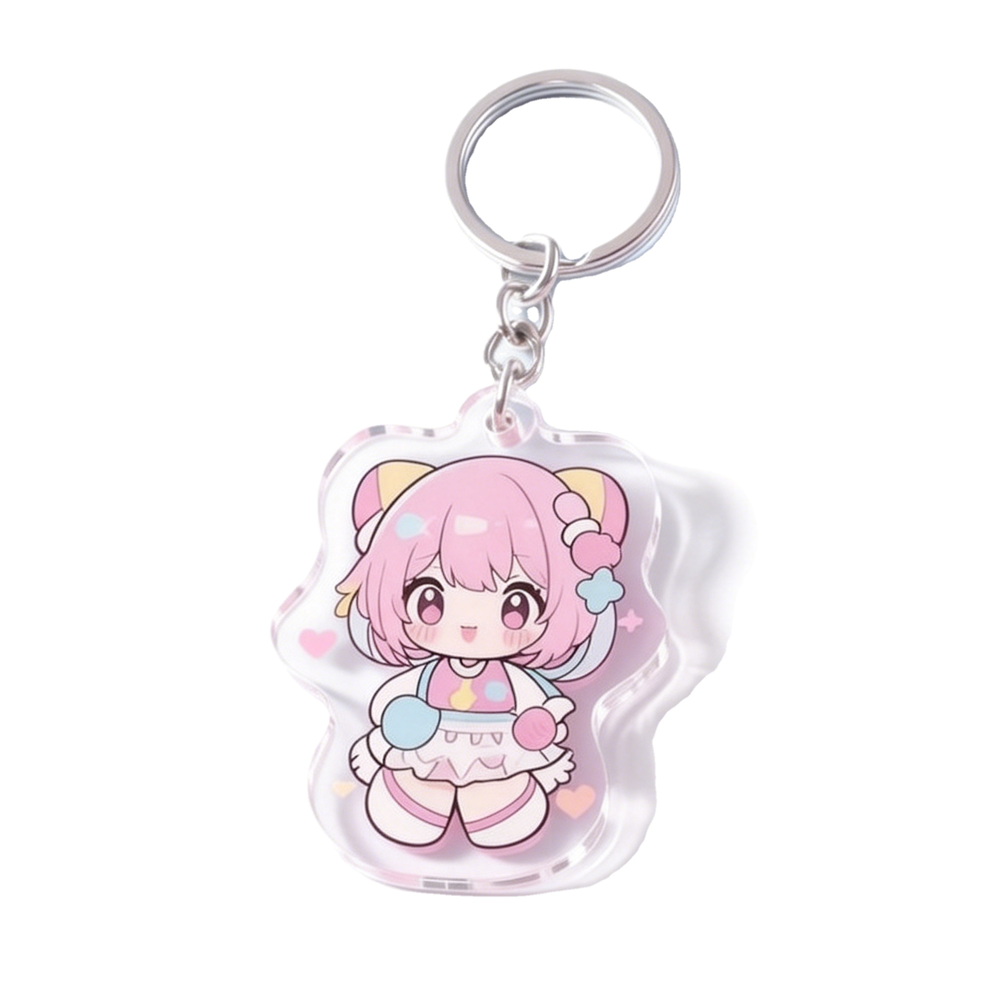 Custom Acrylic Keychain With Holographic Bubble Tea Design UV Printed Cartoon Style Plastic Keyring