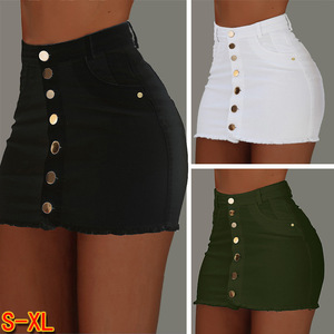<strong>Women</strong> <strong>Jeans</strong> Skirts Ladies Denim Fashion Button <strong>Short</strong> <strong>Jeans</strong> <strong>Short</strong> Skirt - Product Image 2