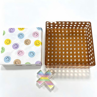 Boîte à mouchoirs en rotin acrylique tissé, carrée, décorative, porte-serviettes pour la maison, l'hôtel, logo personnalisé